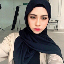 Load image into Gallery viewer, New Long Solid Colorful Soft Chiffon Hijab Elegant Scarf Wrap Lightweight Islamic Head Wear Escharpe Shawls Headband Stole Muslim Hijabs Wrap Headscarf Scarves Colors For Women