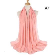 Load image into Gallery viewer, New Long Solid Colorful Soft Chiffon Hijab Elegant Scarf Wrap Lightweight Islamic Head Wear Escharpe Shawls Headband Stole Muslim Hijabs Wrap Headscarf Scarves Colors For Women