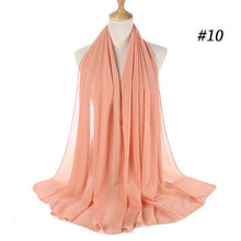 Load image into Gallery viewer, New Long Solid Colorful Soft Chiffon Hijab Elegant Scarf Wrap Lightweight Islamic Head Wear Escharpe Shawls Headband Stole Muslim Hijabs Wrap Headscarf Scarves Colors For Women