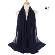 Load image into Gallery viewer, New Long Solid Colorful Soft Chiffon Hijab Elegant Scarf Wrap Lightweight Islamic Head Wear Escharpe Shawls Headband Stole Muslim Hijabs Wrap Headscarf Scarves Colors For Women