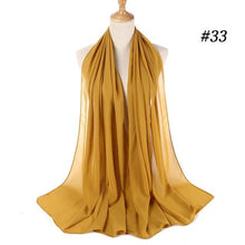 Load image into Gallery viewer, New Long Solid Colorful Soft Chiffon Hijab Elegant Scarf Wrap Lightweight Islamic Head Wear Escharpe Shawls Headband Stole Muslim Hijabs Wrap Headscarf Scarves Colors For Women