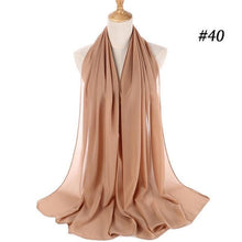 Load image into Gallery viewer, New Long Solid Colorful Soft Chiffon Hijab Elegant Scarf Wrap Lightweight Islamic Head Wear Escharpe Shawls Headband Stole Muslim Hijabs Wrap Headscarf Scarves Colors For Women