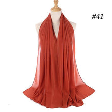 Load image into Gallery viewer, New Long Solid Colorful Soft Chiffon Hijab Elegant Scarf Wrap Lightweight Islamic Head Wear Escharpe Shawls Headband Stole Muslim Hijabs Wrap Headscarf Scarves Colors For Women