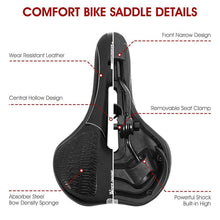 Load image into Gallery viewer, Bike Saddle Mountain Road Bike Seat PU Leather Gel Filled Cycling Cushion Comfortable Shockproof Bicycle Saddle Seat Cushion For Men Comfort Bike Saddle Anti-Slip Bicycle Saddle Waterproof Bicycle Seat For Mountain Bike Seat
