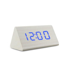 Load image into Gallery viewer, Digital Clock LED Wooden Alarm Clock Digital Alarm Clock with Wooden Electronic LED Time Display 3 Alarm Settings Humidity & Temperature Detect Wood Made Electric Clocks Table Sound Control Electronic Clocks Desktop USB/AAA Powered Home Table Decor
