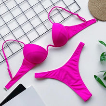 Load image into Gallery viewer, High Waist Bikini Push Up Swimsuit Leopard Swimwear Women Bikini Set Swimsuits For Women V-Wired Underwire Push Up High Cut Bikini Set Two Pieces Bathing Suits Women Bathing Suit