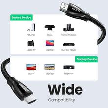 Load image into Gallery viewer, Black HDMI Cable 2.1 8K60Hz 4K120Hz HDMI Splitter HDR10 48Gbps Ultra High Speed 4K 120Hz Braided HDMI Cable Dynamic HDR Vision HDR 10 Compatible With UHD TV Gaming Console