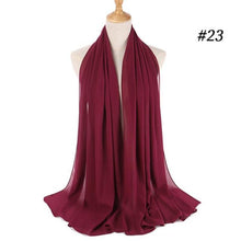 Load image into Gallery viewer, Winter Fashion Long Solid Color Soft Muslim Bubble Chiffon Hijab Scarf Shawls Hijab Elegant Scarf Wrap Lightweight Islamic Head Wear Escharpe Shawls Headband Wraps Lightweight Head Scarves Ladies Hijabs For Women