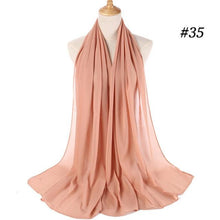 Load image into Gallery viewer, Winter Fashion Long Solid Color Soft Muslim Bubble Chiffon Hijab Scarf Shawls Hijab Elegant Scarf Wrap Lightweight Islamic Head Wear Escharpe Shawls Headband Wraps Lightweight Head Scarves Ladies Hijabs For Women