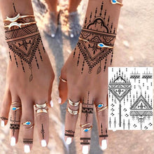 Load image into Gallery viewer, 53 Sheets Black Lace Temporary Tattoos Sticker Butterfly Flower Fake Tatoo Sticker Sexy Black Henna Temporary Tattoos For Women