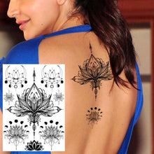 Load image into Gallery viewer, 53 Sheets Black Lace Temporary Tattoos Sticker Butterfly Flower Fake Tatoo Sticker Sexy Black Henna Temporary Tattoos For Women