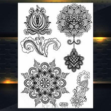 Load image into Gallery viewer, 53 Sheets Black Lace Temporary Tattoos Sticker Butterfly Flower Fake Tatoo Sticker Sexy Black Henna Temporary Tattoos For Women