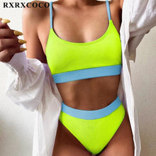 Load image into Gallery viewer, Swimwear Women Ribbed Bathing Suit Female Push Up Bikini Set Women's Bathing Suit Lace up Bikini Ribbed Two Piece Swimsuit Beachwear High Waist Bikini Women's Swimsuit