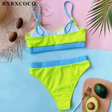 Load image into Gallery viewer, Swimwear Women Ribbed Bathing Suit Female Push Up Bikini Set Women's Bathing Suit Lace up Bikini Ribbed Two Piece Swimsuit Beachwear High Waist Bikini Women's Swimsuit