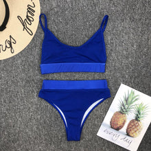 Load image into Gallery viewer, Swimwear Women Ribbed Bathing Suit Female Push Up Bikini Set Women's Bathing Suit Lace up Bikini Ribbed Two Piece Swimsuit Beachwear High Waist Bikini Women's Swimsuit