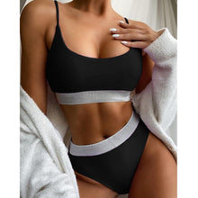 Load image into Gallery viewer, Swimwear Women Ribbed Bathing Suit Female Push Up Bikini Set Women's Bathing Suit Lace up Bikini Ribbed Two Piece Swimsuit Beachwear High Waist Bikini Women's Swimsuit