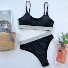 Load image into Gallery viewer, Swimwear Women Ribbed Bathing Suit Female Push Up Bikini Set Women's Bathing Suit Lace up Bikini Ribbed Two Piece Swimsuit Beachwear High Waist Bikini Women's Swimsuit