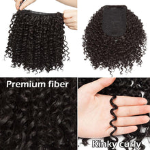 Load image into Gallery viewer, Drawstring Puff Ponytail Afro Kinky Curly Hair Extension Synthetic Clip in Pony Tail African American Hair Extension Short Kinky Curly Pineapple Pony Tail Clip in on Wrap Up-do Hair Extensions for African American Women