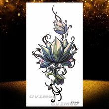 Load image into Gallery viewer, Temporary Lotus Flower Sticker Tattoo Fake Black Elegant Flower Design Women Body Art Fake Arm Tattoo Stickers For Womens