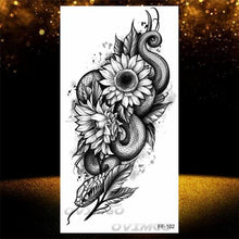 Load image into Gallery viewer, Temporary Lotus Flower Sticker Tattoo Fake Black Elegant Flower Design Women Body Art Fake Arm Tattoo Stickers For Womens