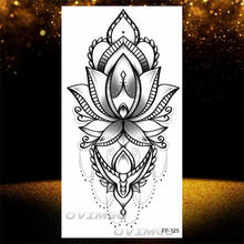Load image into Gallery viewer, Temporary Lotus Flower Sticker Tattoo Fake Black Elegant Flower Design Women Body Art Fake Arm Tattoo Stickers For Womens