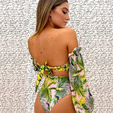 Load image into Gallery viewer, Long Sleeve Bikini Women's Two Piece Swimsuit Bikini Bathing Suit Print Swimsuit High Waist Swimwear Women Bikinis Mesh Sleeves Swim Suit Plus Size Bathing Suit Sun Protection Bathing Suit