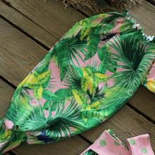 Load image into Gallery viewer, Long Sleeve Bikini Women's Two Piece Swimsuit Bikini Bathing Suit Print Swimsuit High Waist Swimwear Women Bikinis Mesh Sleeves Swim Suit Plus Size Bathing Suit Sun Protection Bathing Suit