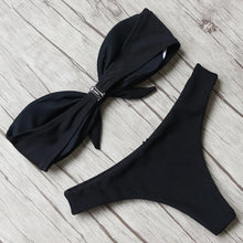 Load image into Gallery viewer, Solid Bikini Set Swimsuit Women Bikini Swimwear Female Halter Top Bathing Suit Swimming Wear Bikini High Cut Swimsuit High Waist Plus Size Summer Swimwear