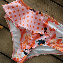 Load image into Gallery viewer, Two-Pieces Women Floral Push-Up Padded Bra Ruffles Bikini Set Swimsuit Swimwear Bathing Suit Beachwear Floral Printed Swimsuit Knotted String Triangle Bikini Tie Side High Cut Cheeky Bikini Set