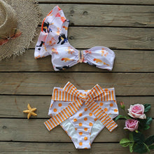 Load image into Gallery viewer, Two-Pieces Women Floral Push-Up Padded Bra Ruffles Bikini Set Swimsuit Swimwear Bathing Suit Beachwear Floral Printed Swimsuit Knotted String Triangle Bikini Tie Side High Cut Cheeky Bikini Set