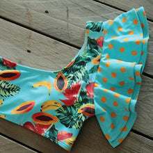 Load image into Gallery viewer, Two-Pieces Women Floral Push-Up Padded Bra Ruffles Bikini Set Swimsuit Swimwear Bathing Suit Beachwear Floral Printed Swimsuit Knotted String Triangle Bikini Tie Side High Cut Cheeky Bikini Set