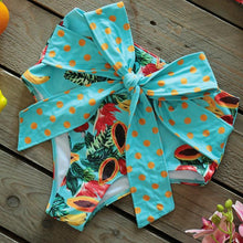 Load image into Gallery viewer, Two-Pieces Women Floral Push-Up Padded Bra Ruffles Bikini Set Swimsuit Swimwear Bathing Suit Beachwear Floral Printed Swimsuit Knotted String Triangle Bikini Tie Side High Cut Cheeky Bikini Set
