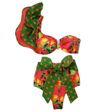 Load image into Gallery viewer, Two-Pieces Women Floral Push-Up Padded Bra Ruffles Bikini Set Swimsuit Swimwear Bathing Suit Beachwear Floral Printed Swimsuit Knotted String Triangle Bikini Tie Side High Cut Cheeky Bikini Set