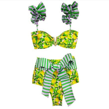 Load image into Gallery viewer, Two-Pieces Women Floral Push-Up Padded Bra Ruffles Bikini Set Swimsuit Swimwear Bathing Suit Beachwear Floral Printed Swimsuit Knotted String Triangle Bikini Tie Side High Cut Cheeky Bikini Set