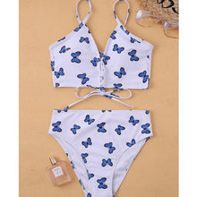 Load image into Gallery viewer, Modern Blue High Waist Bikini Push Up Swimwear Women Dragon Printed Bikini Set Retro Swimsuit Women's High Waist Bikini Swimsuits Twist Push Up Two Piece Bathing Suits Tummy Control Swimwear