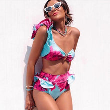 Load image into Gallery viewer, Two-Pieces Women Push-Up Padded Bra Ruffles Bandage Bikini Set Swimsuit Women's Bathing Suits Ruffles Flounce Bikini Sets Low Rise Two Piece Swimsuit Swimwear Bathing Suit Beachwear