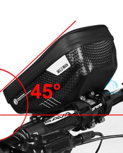 Load image into Gallery viewer, Black Bike Bag Frame Front Top Tube Cycling Bag Waterproof Phone Case Touchscreen Bag Pack Bicycle Accessories Bike Bicycle Bag Waterproof Bike Phone Mount Bag Front Frame Top Tube Handlebar Bag Touch Screen Holder Case For Cell Phones 6.6in