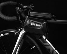 Load image into Gallery viewer, Black Bike Bag Frame Front Top Tube Cycling Bag Waterproof Phone Case Touchscreen Bag Pack Bicycle Accessories Bike Bicycle Bag Waterproof Bike Phone Mount Bag Front Frame Top Tube Handlebar Bag Touch Screen Holder Case For Cell Phones 6.6in