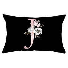 Load image into Gallery viewer, New Light Letter Flower Pillow Covers Alphabet Decorative Pillow Cases ABC Letter Flowers Cushion Covers Black Plush Pillow Case Super Soft Living Room Decorative Cushion Cover Elegant Soft Design 30x50cm