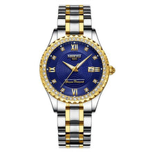 Load image into Gallery viewer, Business Black Couple Watches Top Luxury Mens Watches Auto Date Quartz Wristwatch Gold Watch Men Diamond Stainless Steel Waterproof Luminous Business Casual Luxury Watch For Men