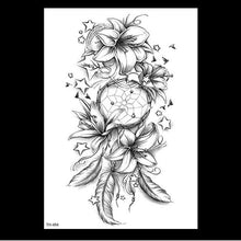 Load image into Gallery viewer, 49 Sheets Waterproof Temporary Black Sketches Flowers Tattoo Stickers Flower Rose Tattoos For Women Adults
