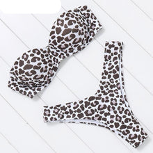 Load image into Gallery viewer, Bikini Set High Cut Solid Swimsuit Women Swimwear Push Up Bathing Suit Beachwear Leopard Bikini Women's Ribbed Underwire Bikini High Cut Bikini V Swimwear Butterfly Print High Leg Bikini Swimsuit