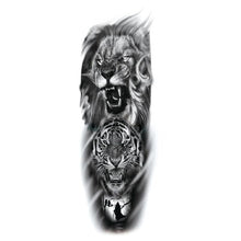 Load image into Gallery viewer, Big Realistic Tiger Tattoo Waterproof Temporary Dragon Flower Sticker Full Arm Large Size Sleeve Big Luxury Design For Mens
