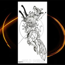 Load image into Gallery viewer, Luxury Tiger Temporary Tattoos Fox Wolf Fake Tattoo Sticker Realistic Black Animal Temporary Tattoo Stickers For Mens