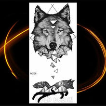 Load image into Gallery viewer, Luxury Tiger Temporary Tattoos Fox Wolf Fake Tattoo Sticker Realistic Black Animal Temporary Tattoo Stickers For Mens