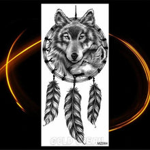 Load image into Gallery viewer, Luxury Tiger Temporary Tattoos Fox Wolf Fake Tattoo Sticker Realistic Black Animal Temporary Tattoo Stickers For Mens