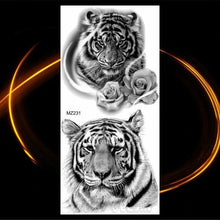 Load image into Gallery viewer, Luxury Tiger Temporary Tattoos Fox Wolf Fake Tattoo Sticker Realistic Black Animal Temporary Tattoo Stickers For Mens