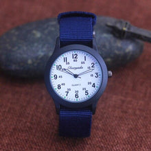 Load image into Gallery viewer, Students Learning Time Quartz Watches Girls Water Resistant Gifts Clock Kids Canvas Fashion Wristwatches Dark Watches For Men Waterproof Field Outdoor Sport Mens Wristwatch With Nylon Band