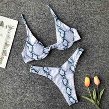 Load image into Gallery viewer, Underwired Bikini Female Swimsuit Women Swimwear Two-Piece V Shape Wire Bikini Set Bather Bathing Suit Women Micro Bikini Set Shiny Metallic 2 Piece Swimsuit Push Up Underwire Swimwear Bathing Suit