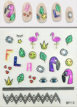 Load image into Gallery viewer, Plant Laser Abstract Lady Face Nail Decals Sliders Paper Art Decor Gel Polish Sticker Manicure Foils 3D Rhinestone Sticker Fun Nail Art Stickers Decal 3D Self-Adhesive Abstract Face Curve Graffiti Nail Design for Acrylic Nail Supplies